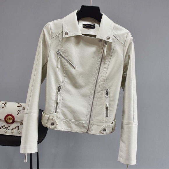 (Last 1) Faux leather women’s short moto jacket - Picture 5 of 9